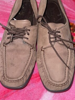 SAS womens Brown Suede Lace-Up Moc Toe Casual Shoes